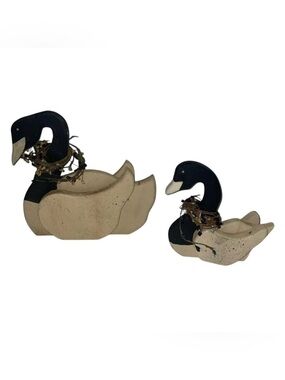 Vintage Wooden Black and Tan Ducks Two Set